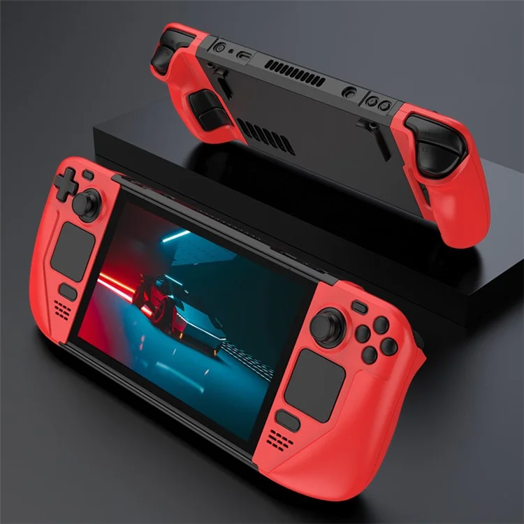 Custodia protettiva in PC opaco per Steam Deck, rimovibile, guscio anti-urto per console da gioco - Rosso+Nero
