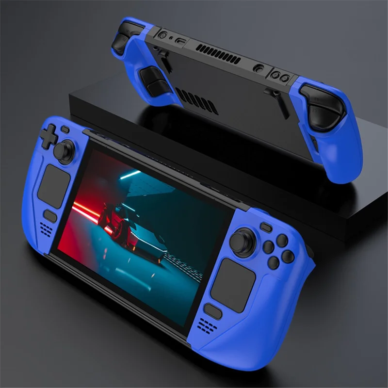 For Steam Deck Frosted PC Protective Case Detachable Game Console Anti-drop Shell - Blue+Black