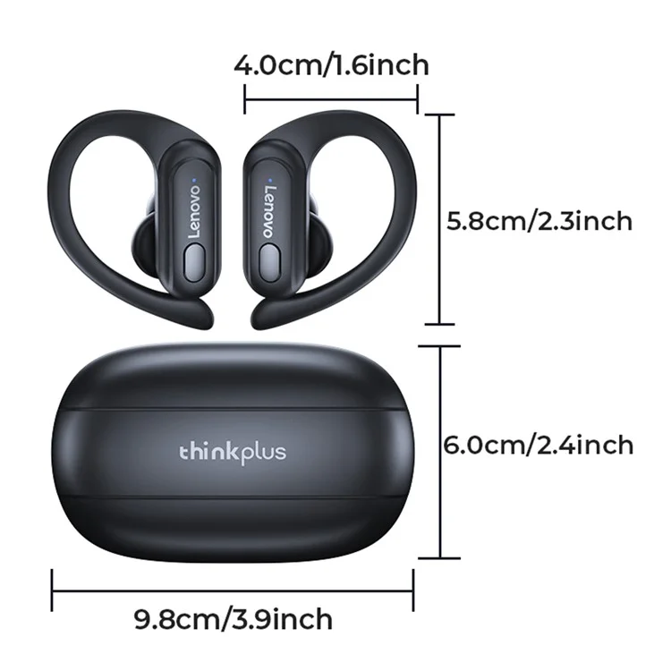 LENOVO Thinkplus XT60 Ear-Hook Sports Bluetooth Headset Noise Reduction Headphone with Digital Display - White