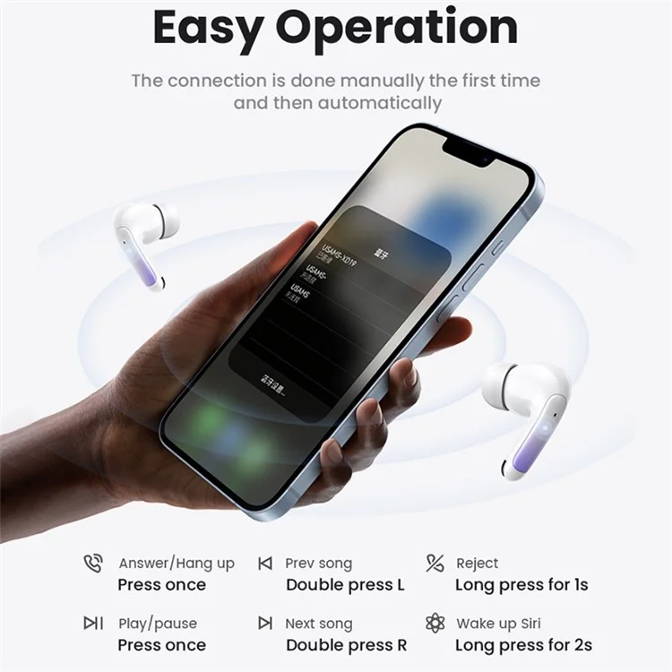 USAMS XD19 X-don Series Dual-Mic ENC TWS Ohrhörer Kabellose Bluetooth 5.3 Kopfhörer - Weiß