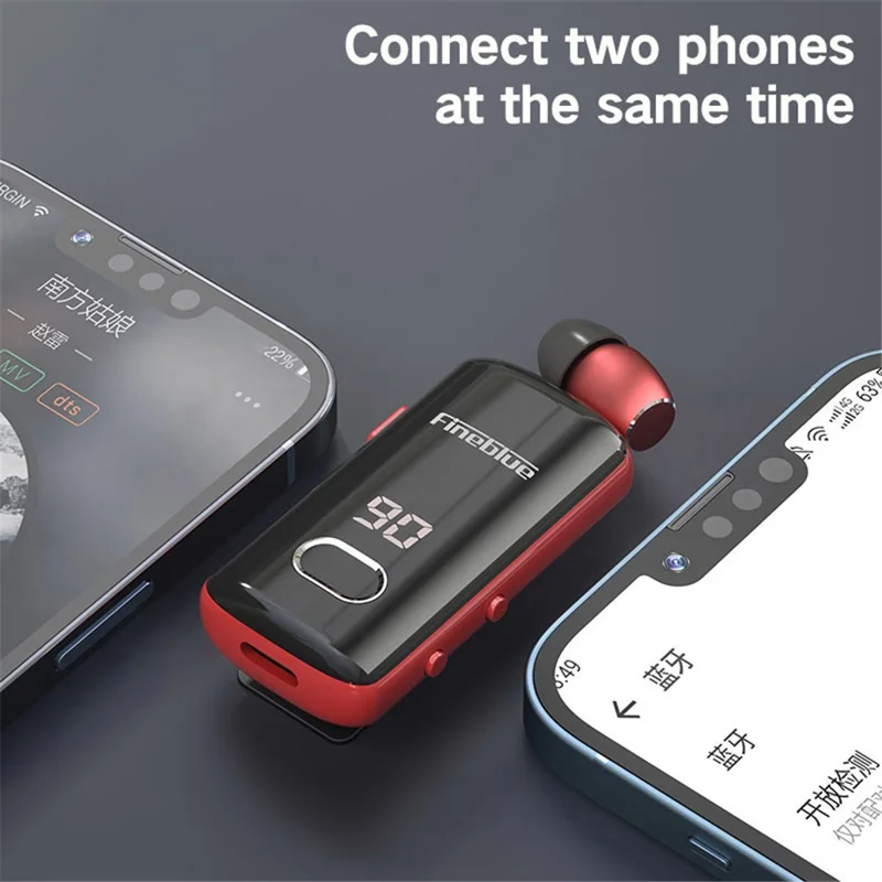 FINEBLUE F580 Single Ear Wired Business Lavalier Headset with Incoming Call, Vibration, Power Display Wireless Bluetooth-compatible Headphone - Blue