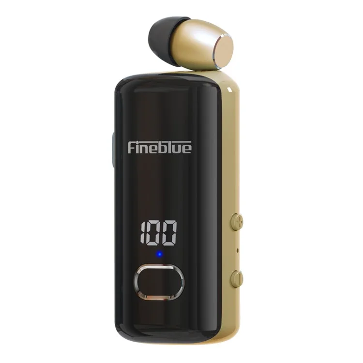 FINEBLUE F580 Single Ear Wired Business Lavalier Headset with Incoming Call, Vibration, Power Display Wireless Bluetooth-compatible Headphone - Gold