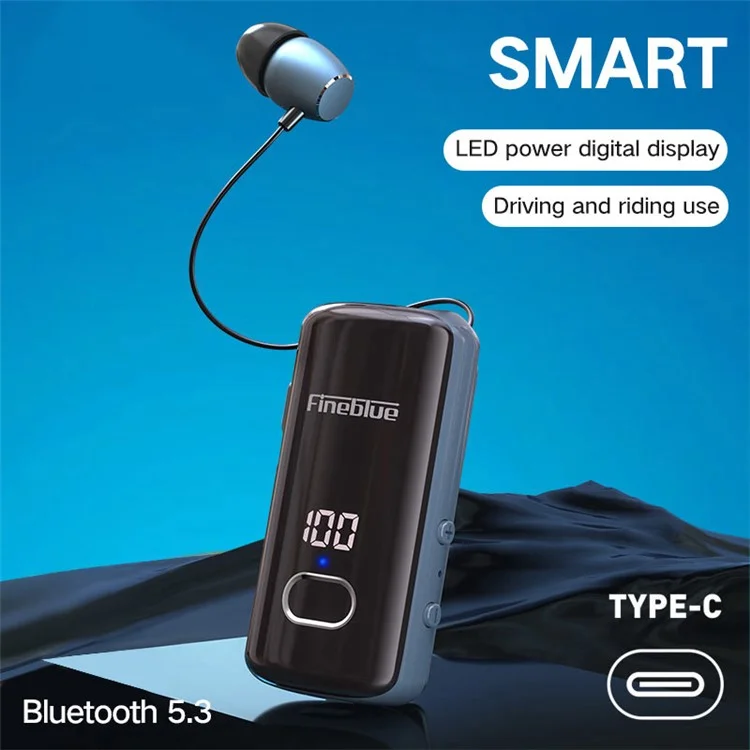 FINEBLUE F580 Single Ear Wired Business Lavalier Headset with Incoming Call, Vibration, Power Display Wireless Bluetooth-compatible Headphone - Gold