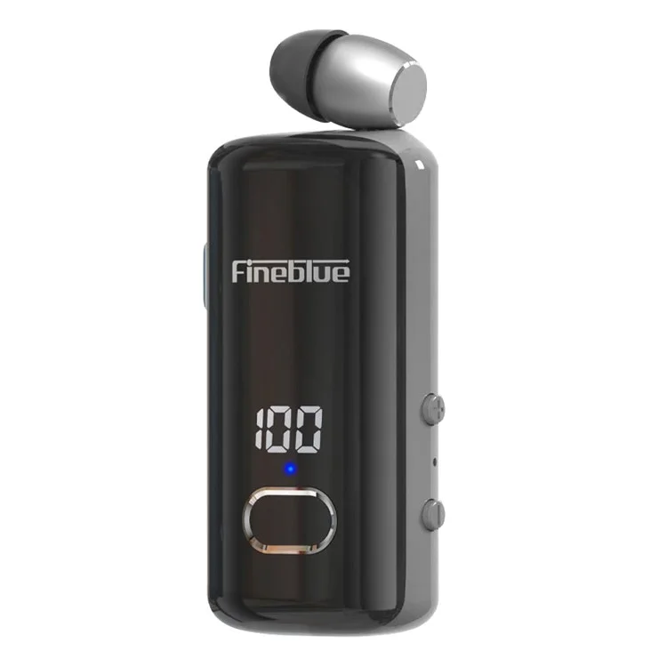 FINEBLUE F580 Auricular único con cable Micrófono de lavalier Auricular Bluetooth inalámbrico con llamada entrante, vibración, pantalla de energía - Negro 