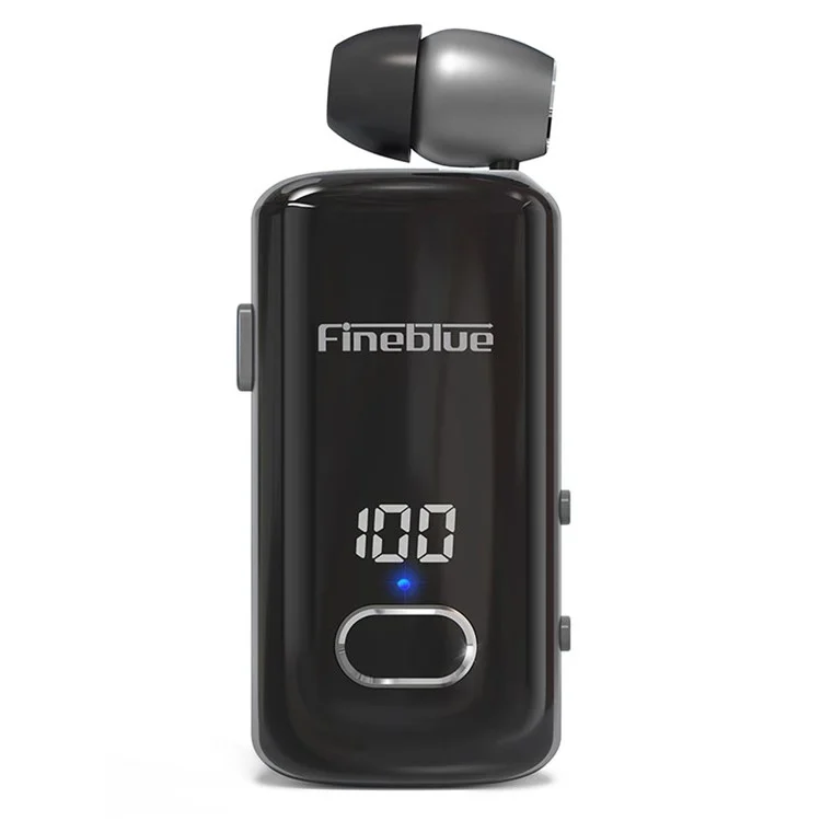 FINEBLUE F580 Auricular único con cable Micrófono de lavalier Auricular Bluetooth inalámbrico con llamada entrante, vibración, pantalla de energía - Negro 