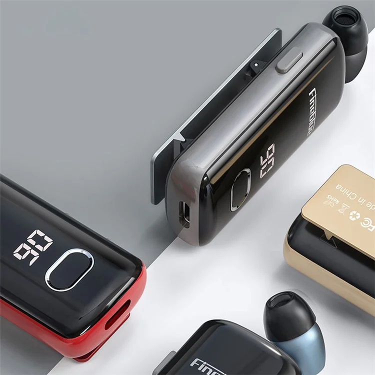 FINEBLUE F580 Auricular único con cable Micrófono de lavalier Auricular Bluetooth inalámbrico con llamada entrante, vibración, pantalla de energía - Negro 