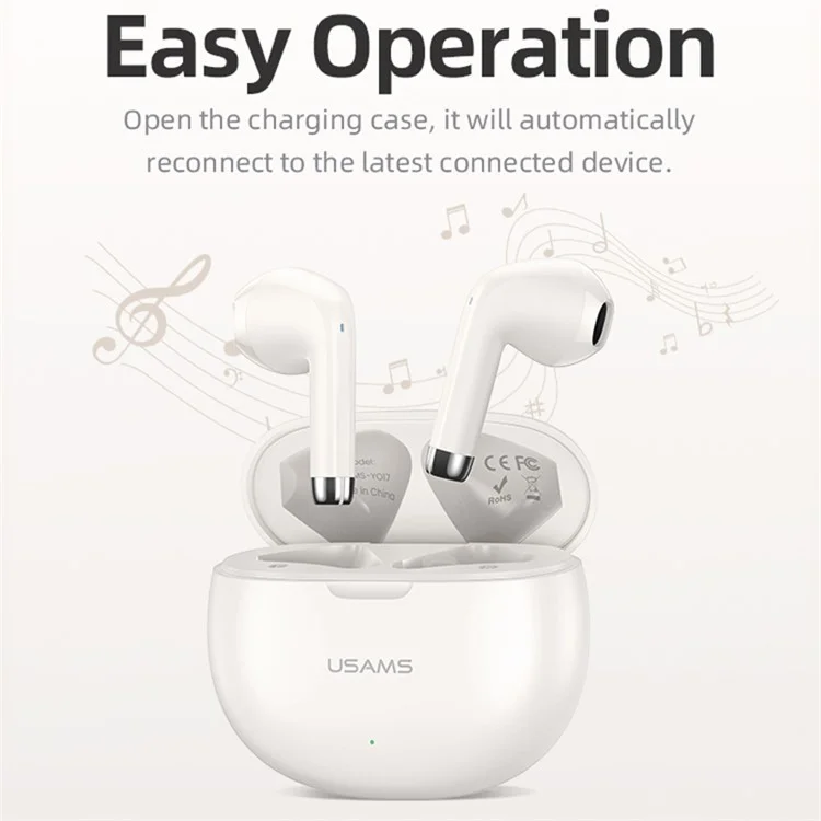USAMS YO17 BE Series Kabellose Bluetooth 5.3 TWS-Ohrhörer, leichte Kopfhörer, In-Ear-Headset - Schwarz