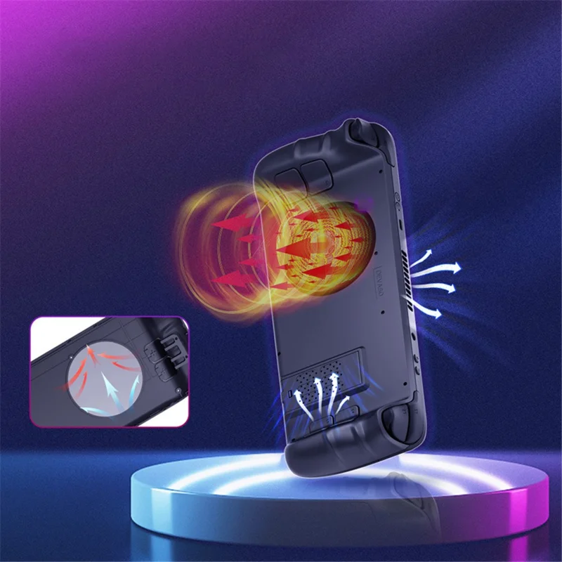 DEVASO Cooling Fan Set with Back Cover Case for Steam Deck Game Console Small Heat Sink Cooler - Transparent Purple