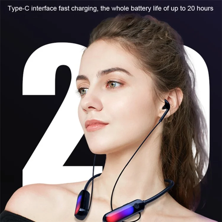 B10 2Pcs Écouteurs Neckband sans fil Silicone Oreillettes Bluetooth Montées au Cou avec Émetteur