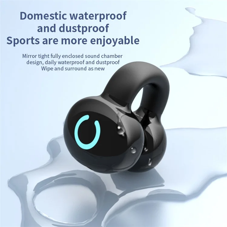 YX09 Clip-On Single Ear Bluetooth Headset Stereo Business Style Wireless Headphones - Schwarz