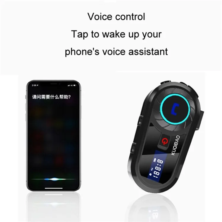 KUQIBAO Helmet Bluetooth-compatible Headset Motorcycle Intercom Waterproof Headphone (with Soft Microphone)