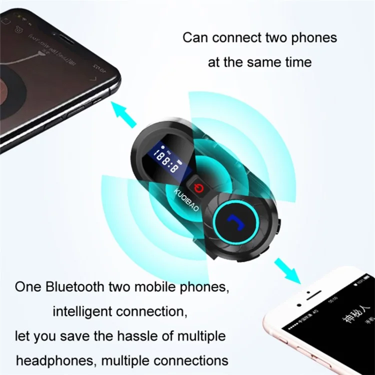 KUQIBAO Helmet Bluetooth-compatible Headset Motorcycle Intercom Waterproof Headphone (with Soft Microphone)