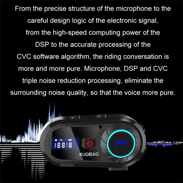 KUQIBAO Helmet Bluetooth-compatible Headset Motorcycle Intercom Waterproof Headphone (with Soft Microphone)