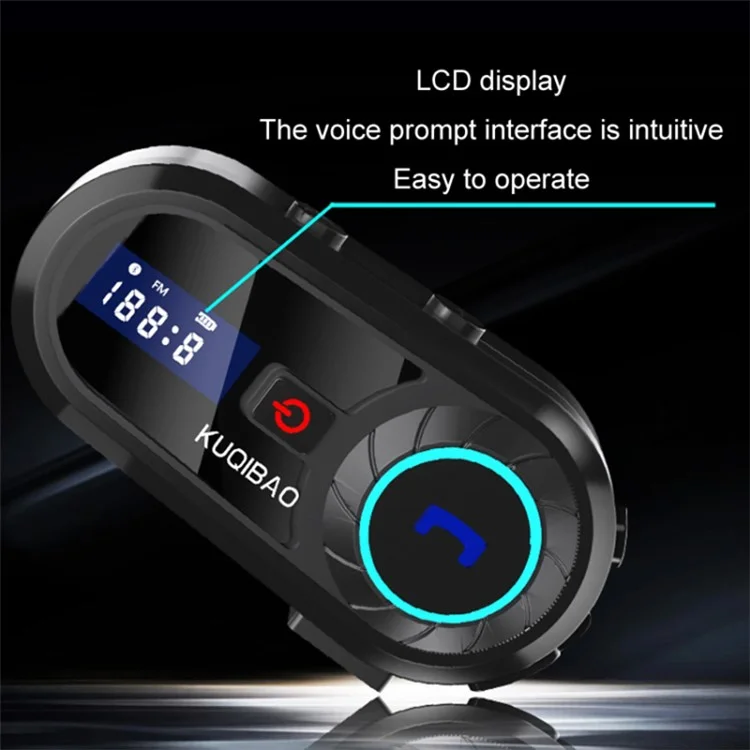 KUQIBAO Helmet Bluetooth-compatible Headset Motorcycle Intercom Waterproof Headphone (with Soft Microphone)