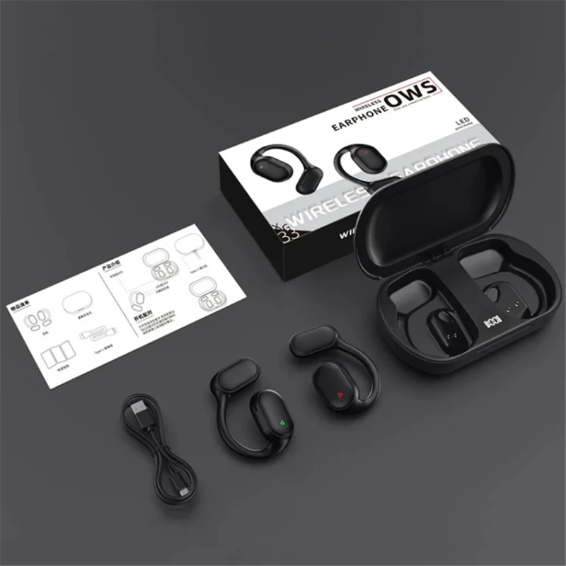 XG33 OWS Bluetooth-compatible 5.3 Headphones Bone Conduction Wireless Earphones with Digital Display