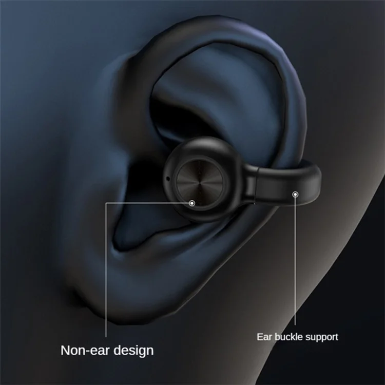 Z28 Bluetooth 5.3 Clip-on Single Ear Headphone Noise Canceling Wireless EarPhone - Black