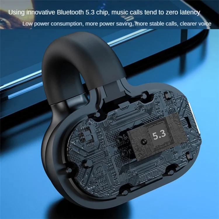 Z28 Bluetooth 5.3 Clip-on Single Ear Headphone Noise Canceling Wireless EarPhone - Black