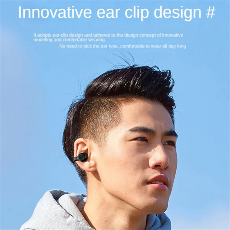 Z28 Bluetooth-compatible 5.3 Clip-on Single Ear Headphone Noise Canceling Wireless EarPhone - White