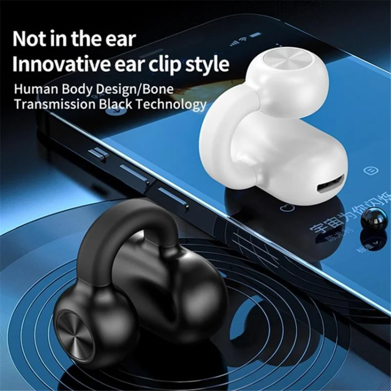 Z28 Bluetooth-compatible 5.3 Clip-on Single Ear Headphone Noise Canceling Wireless EarPhone - White