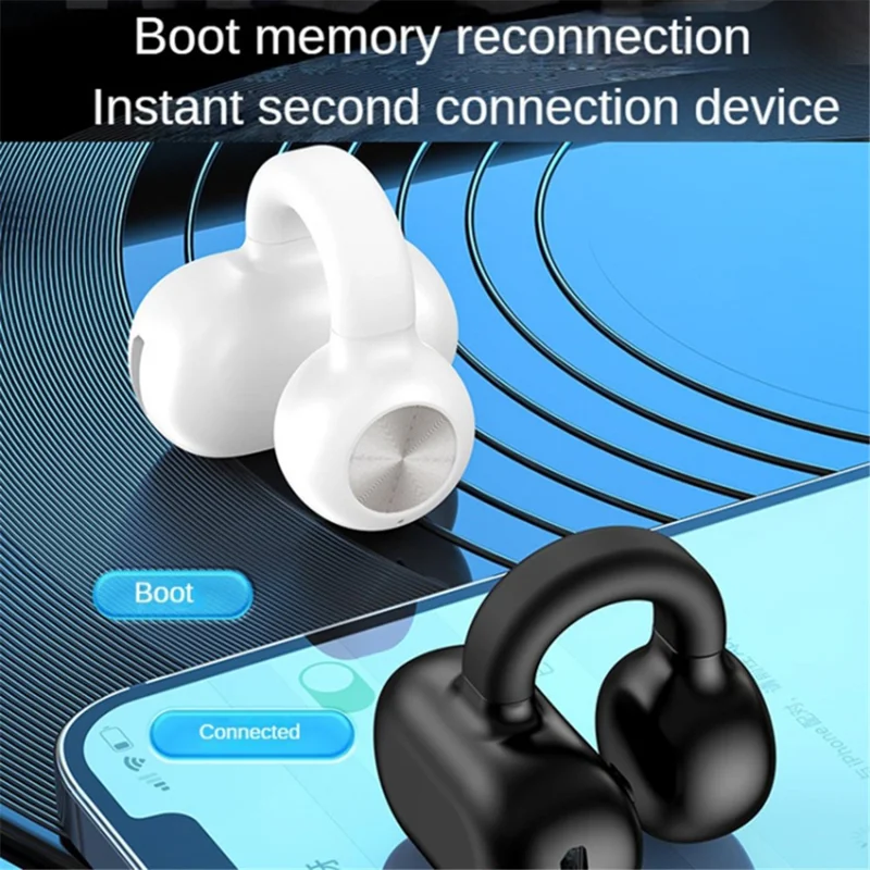 Z28 Bluetooth-compatible 5.3 Clip-on Single Ear Headphone Noise Canceling Wireless EarPhone - White