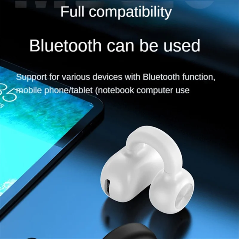 Z28 Bluetooth-compatible 5.3 Clip-on Single Ear Headphone Noise Canceling Wireless EarPhone - White