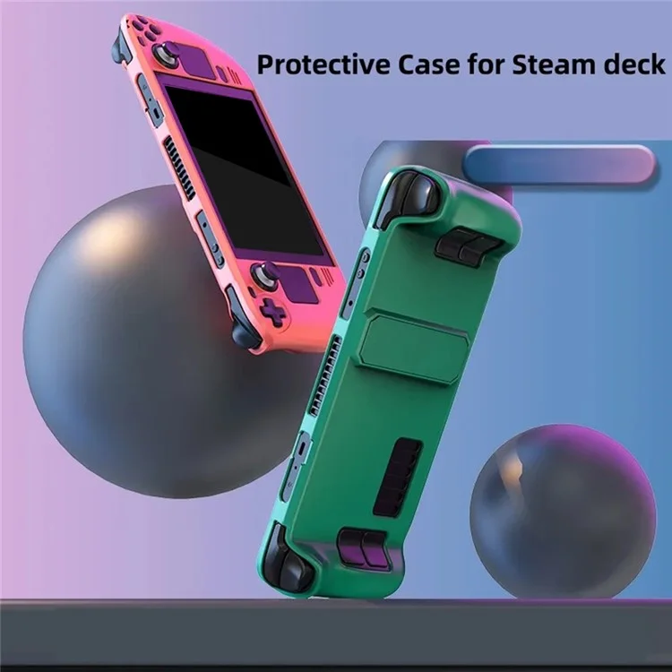 Custodia protettiva rigida per PC per console portatile Steam Deck, custodia antiurto con supporto - Verde