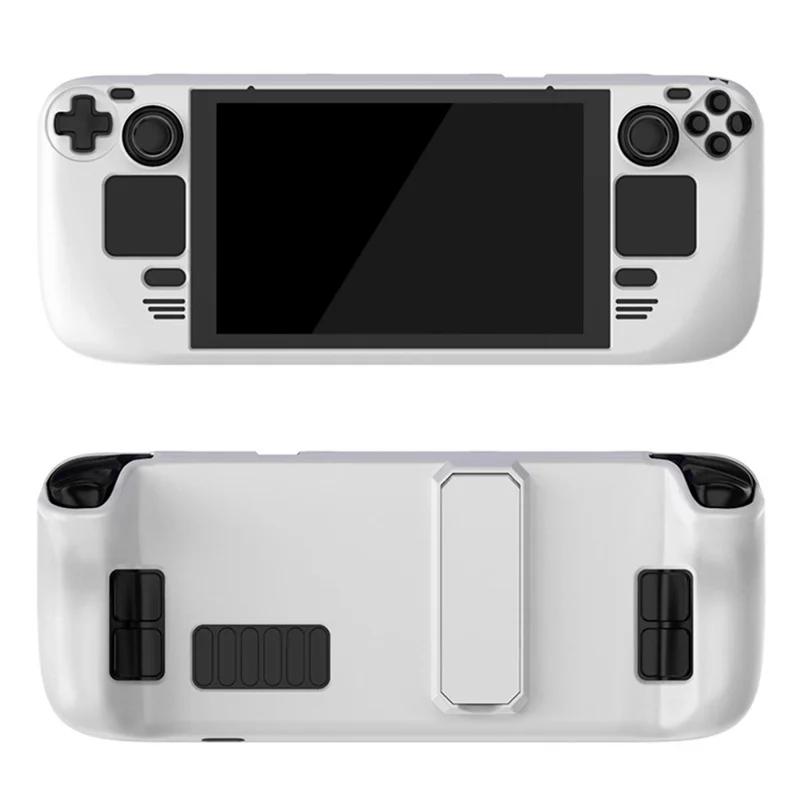 Hard PC Protective Case for Steam Deck Game Console Handheld Shockproof Cover with Stand - White