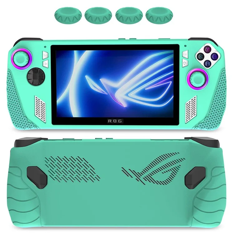 For ASUS Rog Ally Anti-Scratch Silicone Cover Case Game Controller Protector with Thumb Grip Cap Sleeve - Green