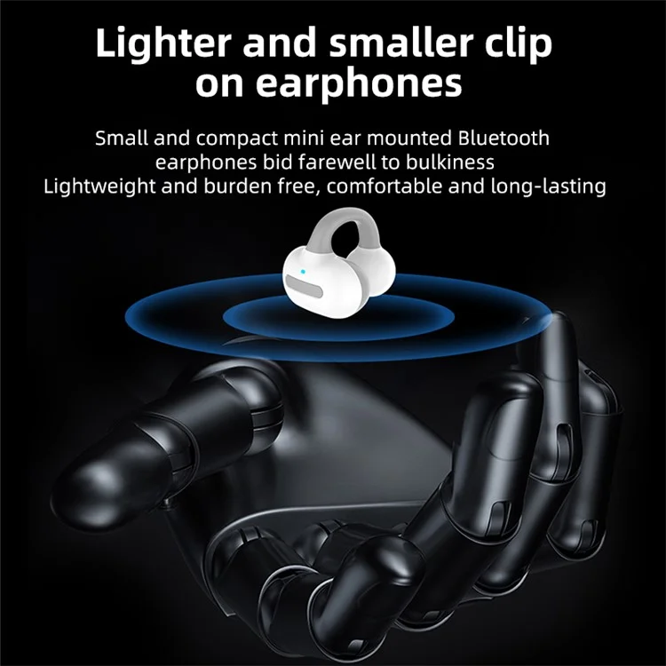 TWS-S8 Wireless Bluetooth-compatible 5.3 Earphones Sweatproof Clip-on Sports Headphones - Black