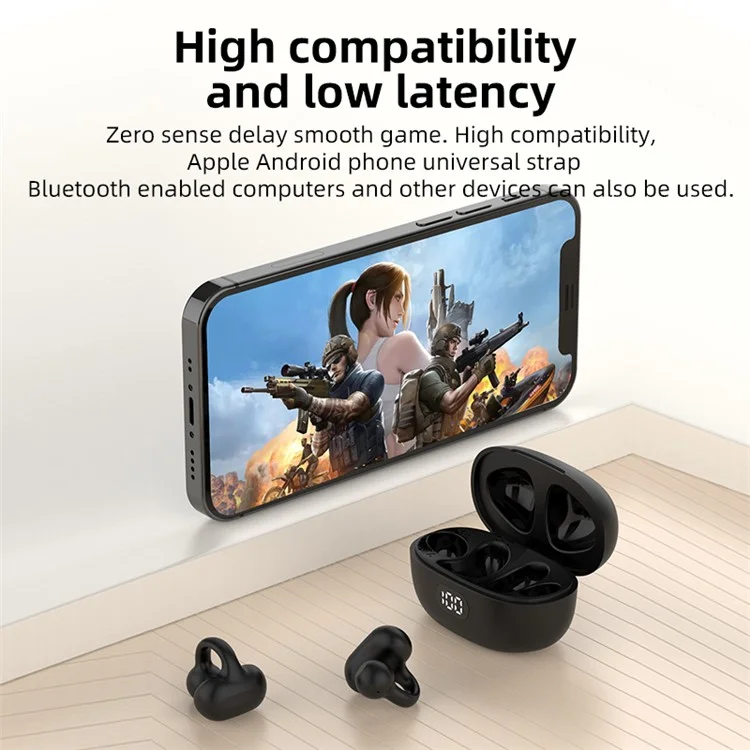 TWS-S8 Wireless Bluetooth-compatible 5.3 Earphones Sweatproof Clip-on Sports Headphones - Black