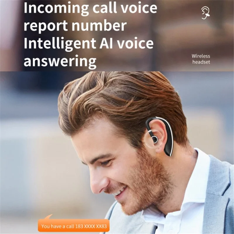GL20 LED Digital Display Single Ear Headset Rotating Low Latency Bluetooth-compatible Headphone