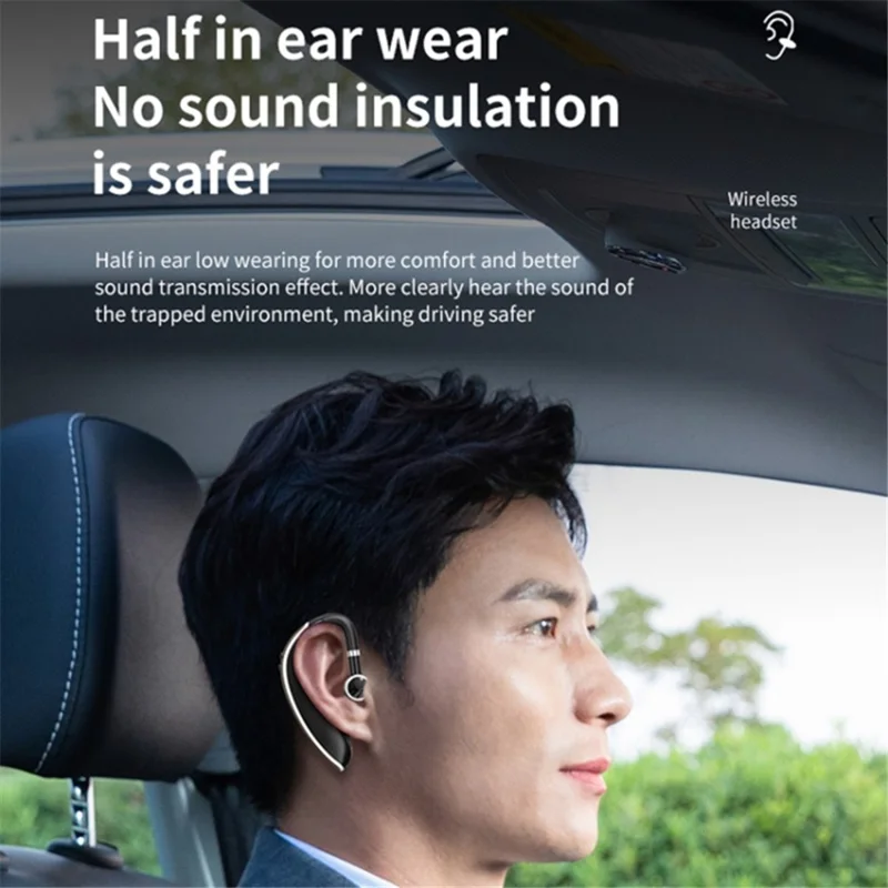 GL20 LED Digital Display Single Ear Headset Rotating Low Latency Bluetooth-compatible Headphone