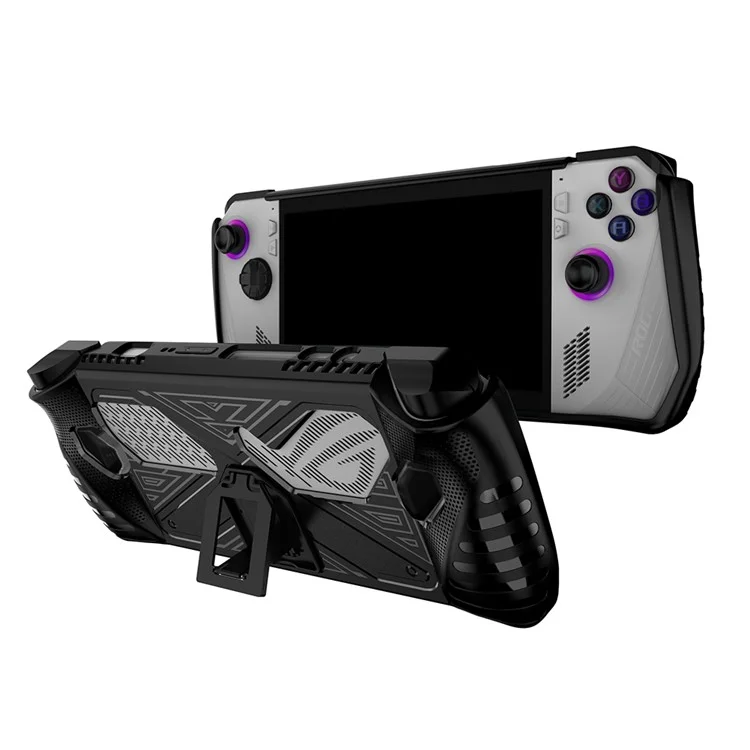 Para Asus ROG ALLY Game Console Soft TPU Case Impact Resistant Protective Cover with Kickstand - Preto