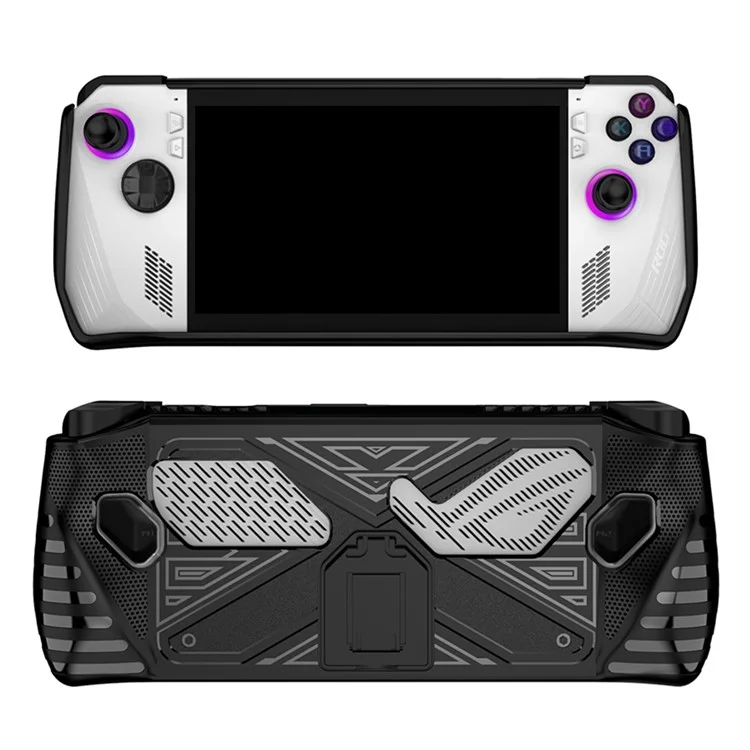 Para Asus ROG ALLY Game Console Soft TPU Case Impact Resistant Protective Cover with Kickstand - Preto
