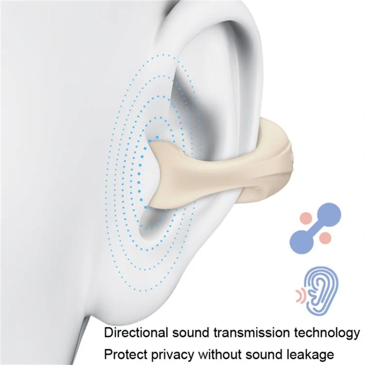 Casque Bluetooth sans fil à conduction osseuse V50 Écouteur monaural avec clip - Couleur chair
