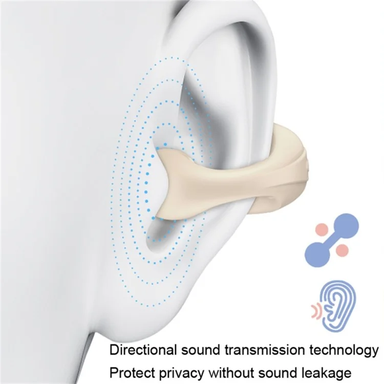 V50 Fone de Ouvido Solteira Bluetooth Sem Fio Condução Redução Clipe de Clipe de Enerviço Rundine - Cor da Pele