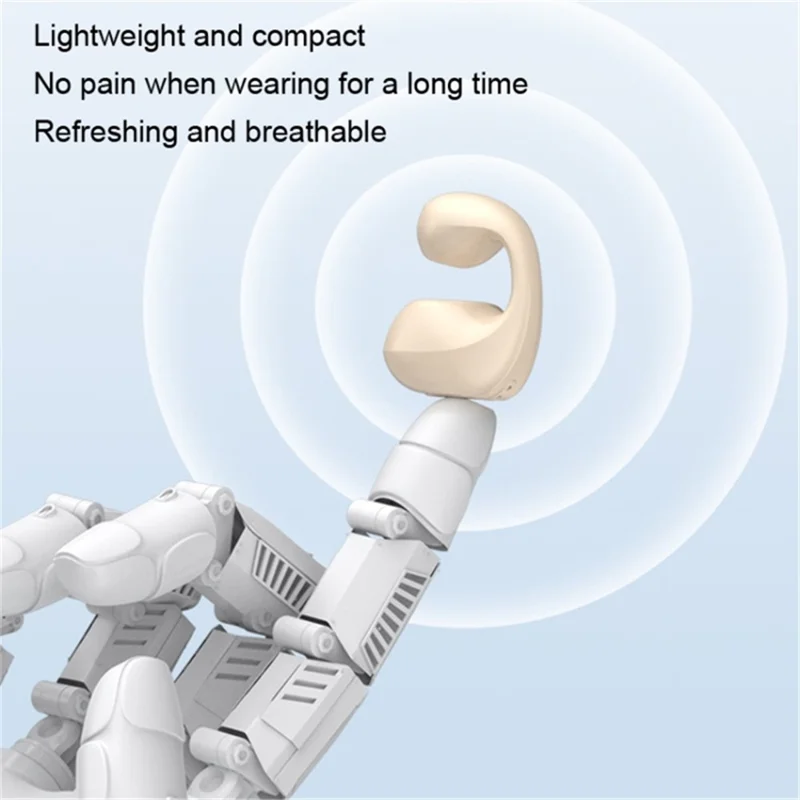 V50 Single-Ear Headset Bluetooth-compatible Wireless Bone Conduction Clip-on Headphone Sport Running Earphone - White