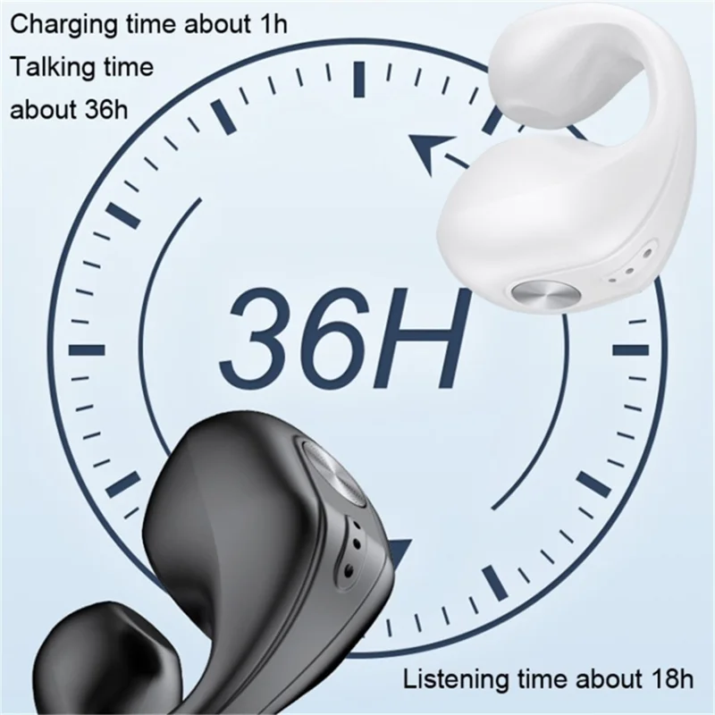 V50 Single-Ear Headset Bluetooth-compatible Wireless Bone Conduction Clip-on Headphone Sport Running Earphone - Blue