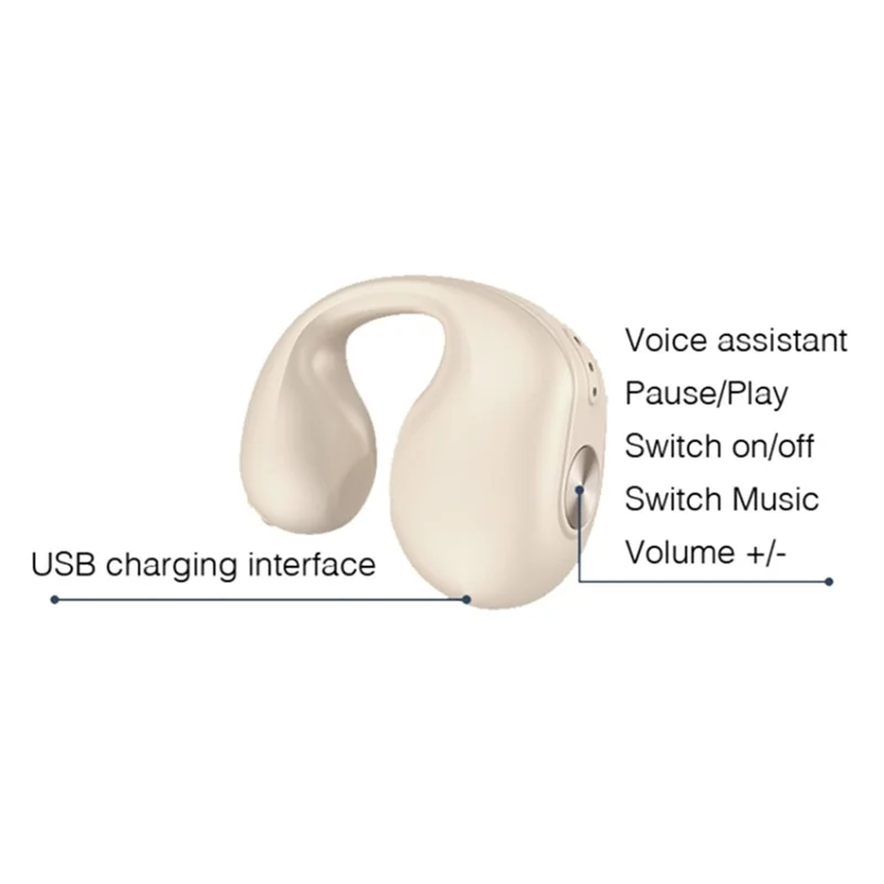 V50 Single-Ear Headset Bluetooth-compatible Wireless Bone Conduction Clip-on Headphone Sport Running Earphone - Blue