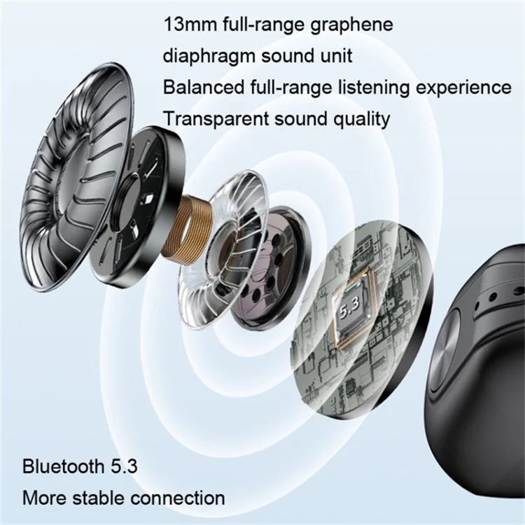 V50 Bluetooth-compatible Double Ear Headsets Bone Conduction Earphones Wireless Sport Running Clip-on Headphones - Black