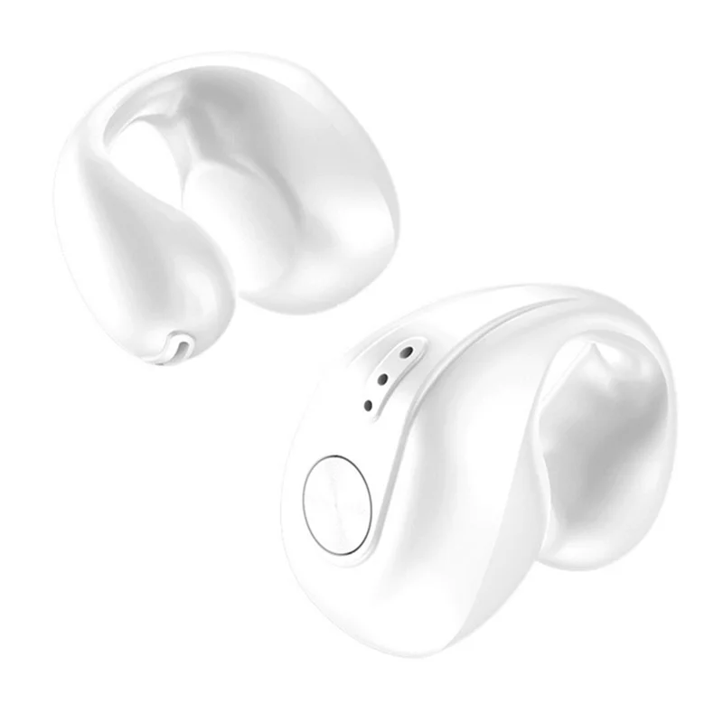 V50 Bluetooth-compatible Double Ear Headsets Bone Conduction Earphones Wireless Sport Running Clip-on Headphones - White