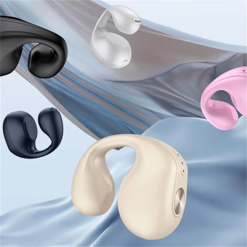 V50 Bluetooth-compatible Double Ear Headsets Bone Conduction Earphones Wireless Sport Running Clip-on Headphones - White