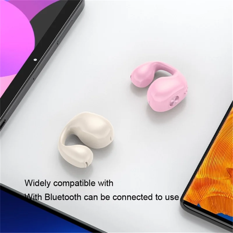 V50 Bluetooth-compatible Double Ear Headsets Bone Conduction Earphones Wireless Sport Running Clip-on Headphones - White