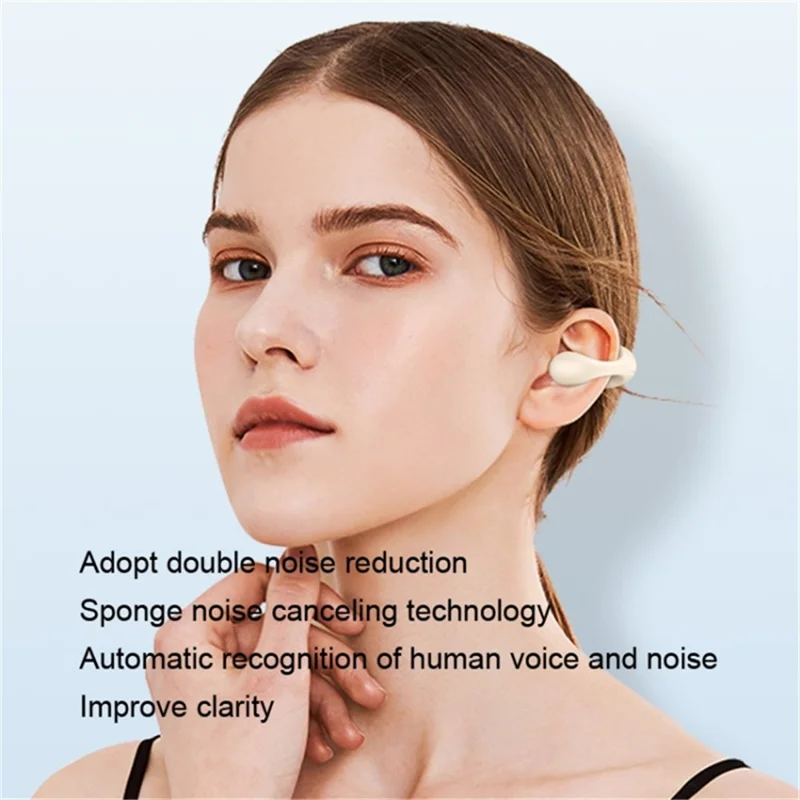V50 Bluetooth-compatible Double Ear Headsets Bone Conduction Earphones Wireless Sport Running Clip-on Headphones - White
