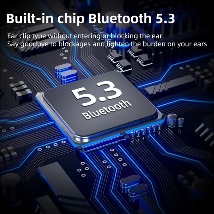 FK8 Bone Conduction Bluetooth-compatible Earphones Ear Clip Headphones with Digital Display Charging Case - Black
