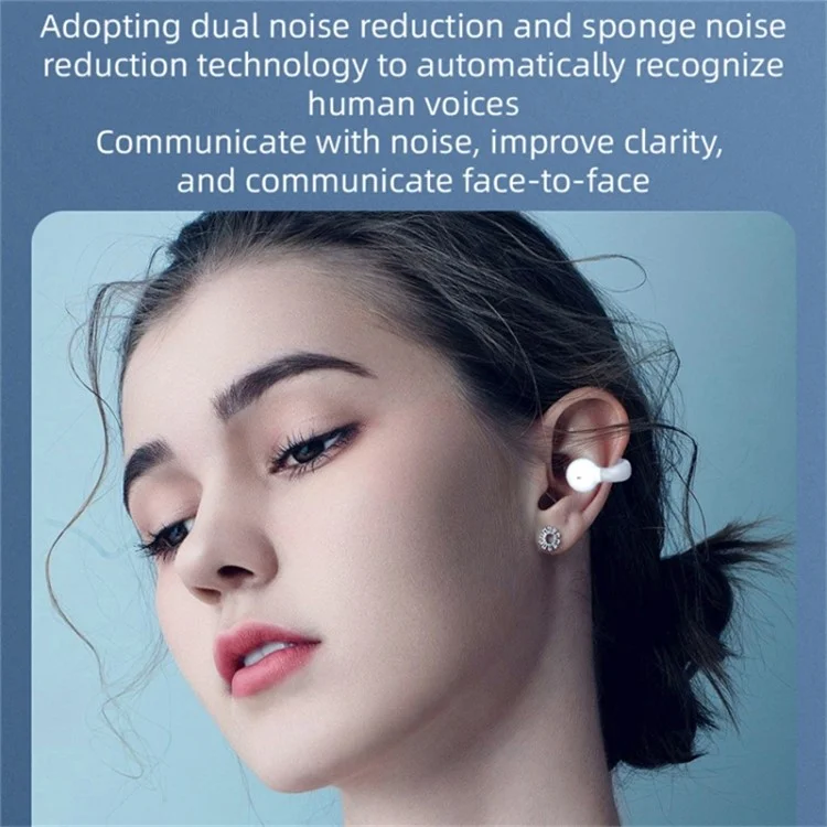 FK8 Bone Conduction Bluetooth-compatible Earphones Ear Clip Headphones with Digital Display Charging Case - Black