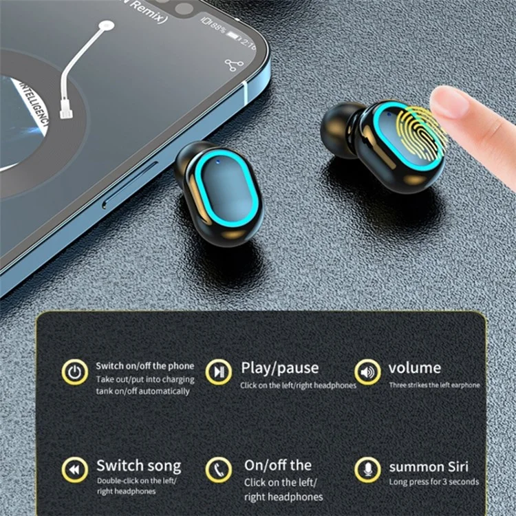 G35 TWS Wireless Bluetooth-compatible Earphone Mini In-ear Earbuds Touch Headset with Digital Display Charging Case
