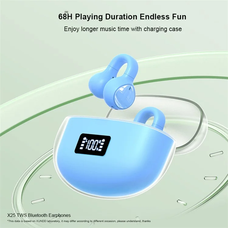 XUNDD X25 V5.3 Bluetooth-compatible Headset Sports TWS Earphone Air Conduction Clip-on HiFi Headphone - Blue
