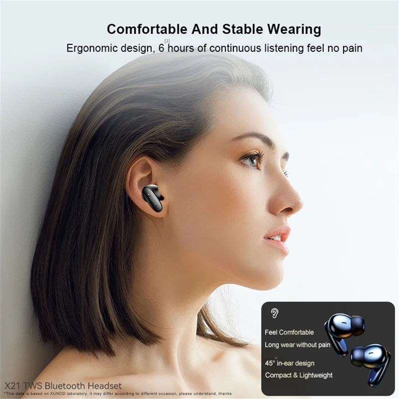 XUNDD X21 TWS Headphones V5.3 Bluetooth-compatible Earphones ENC Noise Reduction Wireless Earbuds - White