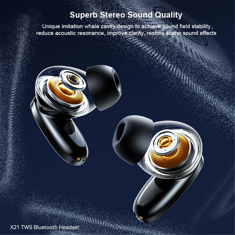 XUNDD X21 TWS Headphones V5.3 Bluetooth-compatible Earphones ENC Noise Reduction Wireless Earbuds - White